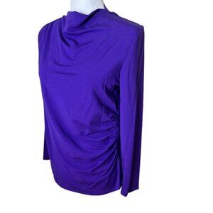 NEW NWT Ann Taylor Drape Neck Knit Top Blouse Shirt Size Large Petite Purple